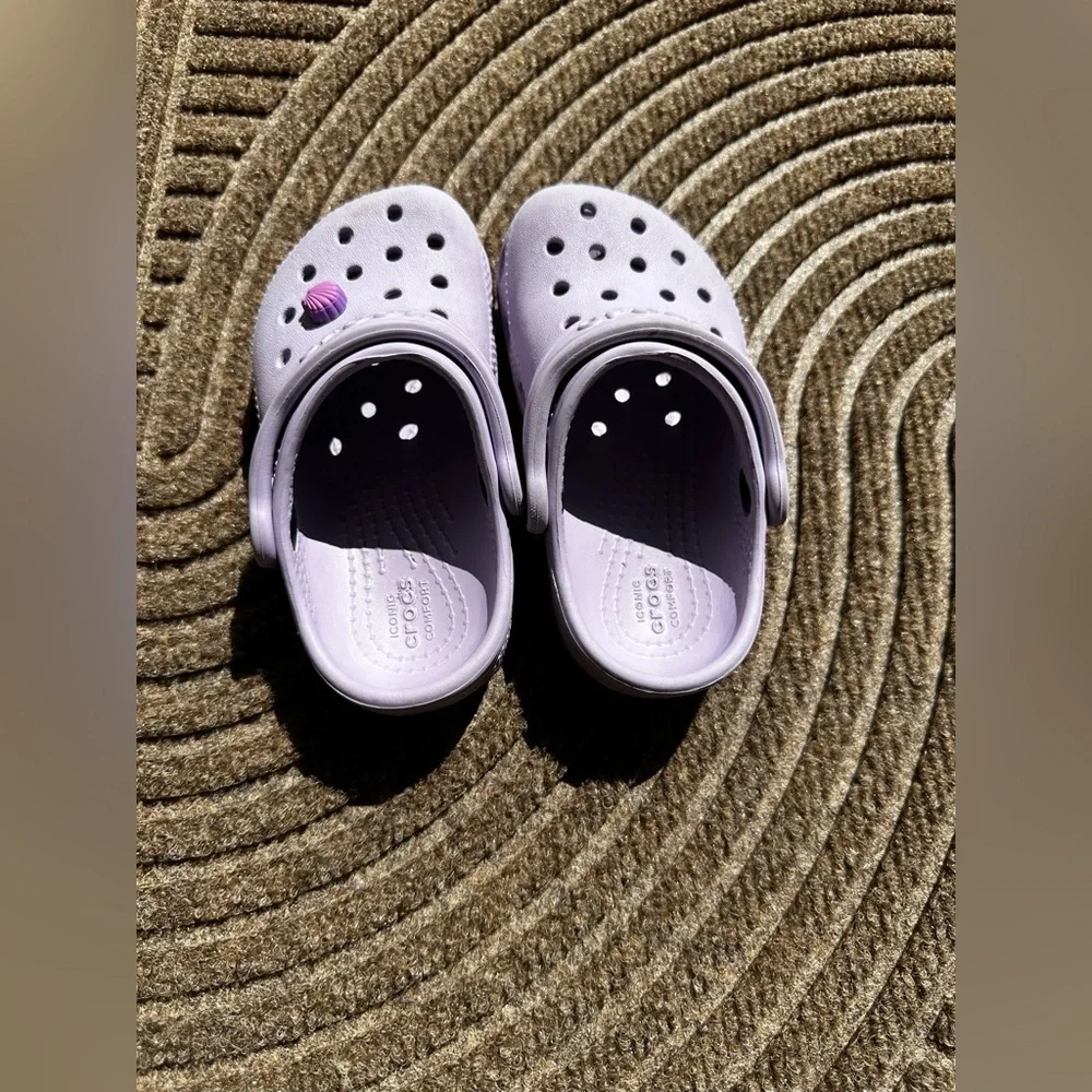 CROCS Light Purple Kid Toddler Black Blue Clog Play Shoe Comfort Washable C7 Y2K